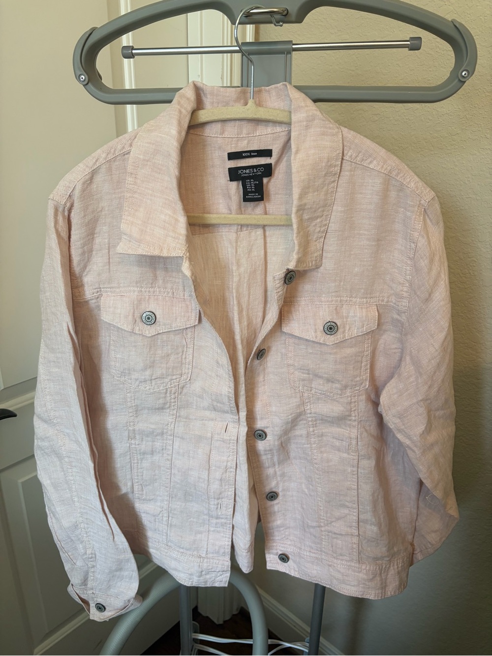 Jones & Co Light Pink Linen-Blend Jean Jacket